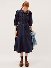 Monsoon Blue Erin Zip Denim Midi Dress - Image 1 of 5