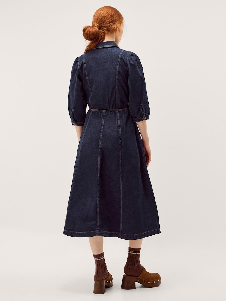 Monsoon Blue Erin Zip Denim Midi Dress - Image 2 of 5