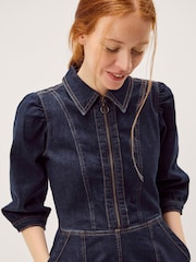 Monsoon Blue Erin Zip Denim Midi Dress - Image 4 of 5