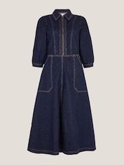 Monsoon Blue Erin Zip Denim Midi Dress - Image 5 of 5