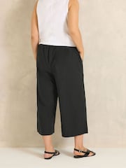 Evans Black Linen Blend Cropped Trousers - Image 2 of 5