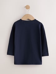 Navy Digger Embroidery Long Sleeve Graphic T-Shirts 3 Pack (3mths-7yrs) - Image 5 of 7