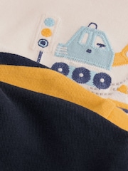 Navy Digger Embroidery Long Sleeve Graphic T-Shirts 3 Pack (3mths-7yrs) - Image 6 of 7