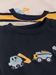 Navy Digger Embroidery Long Sleeve Graphic T-Shirts 3 Pack (3mths-7yrs) - Image 7 of 7