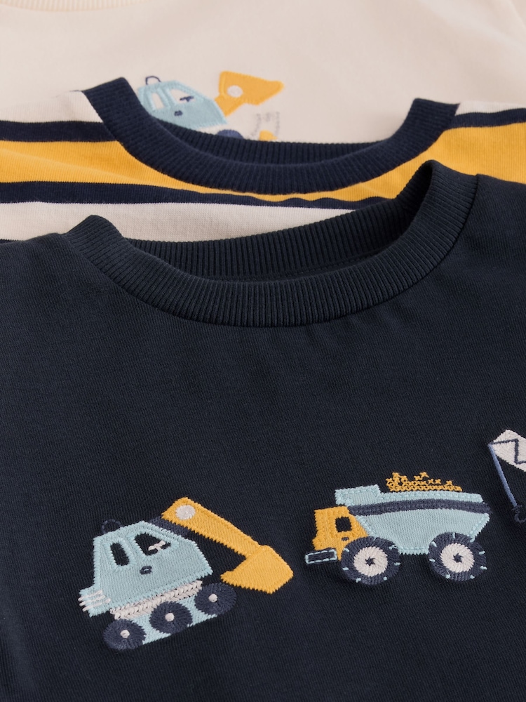 Navy Digger Embroidery Long Sleeve Graphic T-Shirts 3 Pack (3mths-7yrs) - Image 7 of 7 Navy Digger Embroidery Long Sleeve Graphic T-Shirts 3 Pack (3mths-7yrs) - Image 7 of 7