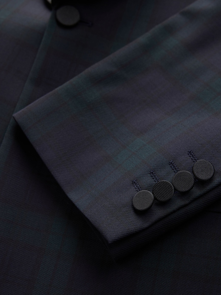 أسود/أخضر - Signature Tailored Fit Marzotto Shawl Tartan Tuxedo Suit Jacket - صورة 10 من 10
