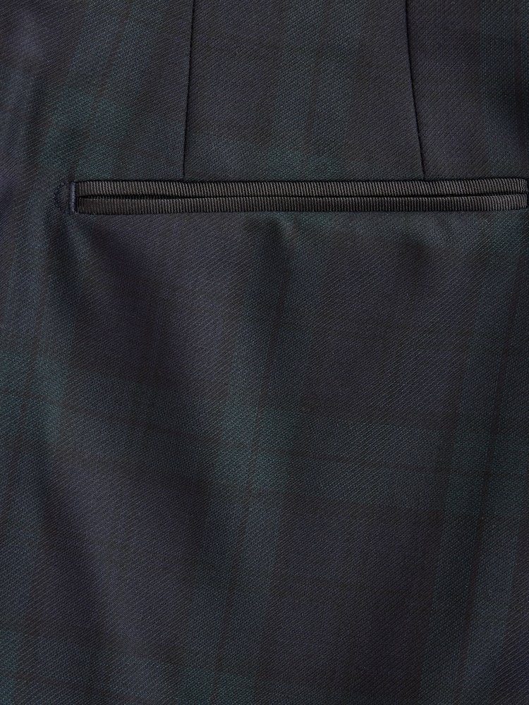 أسود/أخضر - Signature Tailored Fit Marzotto Shawl Lapel Tartan Tuxedo Suit Trousers - صورة 10 من 10