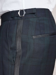 أسود/أخضر - Signature Tailored Fit Marzotto Shawl Lapel Tartan Tuxedo Suit Trousers - صورة 4 من 10