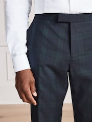 أسود/أخضر - Signature Tailored Fit Marzotto Shawl Lapel Tartan Tuxedo Suit Trousers - صورة 5 من 10