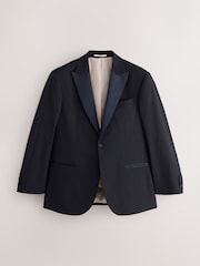 Navy Loose Fit Sparkle Lurex Striped Shawl Tuxedo Suit Jacket - Image 6 of 11