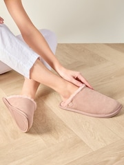 Ροζ - Γυναικεία mules Totes Isotoner από γνήσιο σουέτ με υδροαπωθητικότητα - Εικόνα 1 από 4