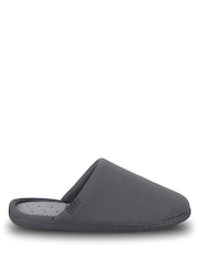 Totes Grey Isotoner Ribbed Mule Slippers - Image 2 of 4