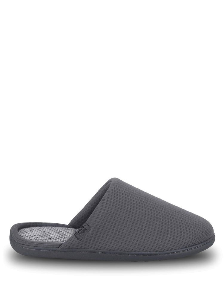 Totes Grey Isotoner Ribbed Mule Slippers - Image 2 of 4