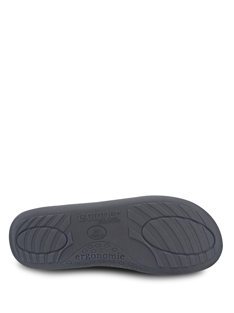 Totes Grey Isotoner Ribbed Mule Slippers - Image 4 of 4