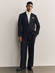 Navy Loose Fit Sparkle Lurex Striped Tuxedo Suit Trousers - Image 1 of 10