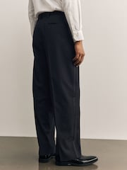 Navy Loose Fit Sparkle Lurex Striped Tuxedo Suit Trousers - Image 3 of 10