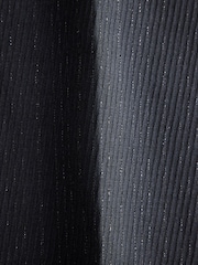 Navy Loose Fit Sparkle Lurex Striped Tuxedo Suit Trousers - Image 9 of 10