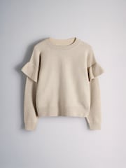 The Set 2 Pack Long Sleeve Knitted Frill Jumpers Pink/Cream - Image 2 of 5