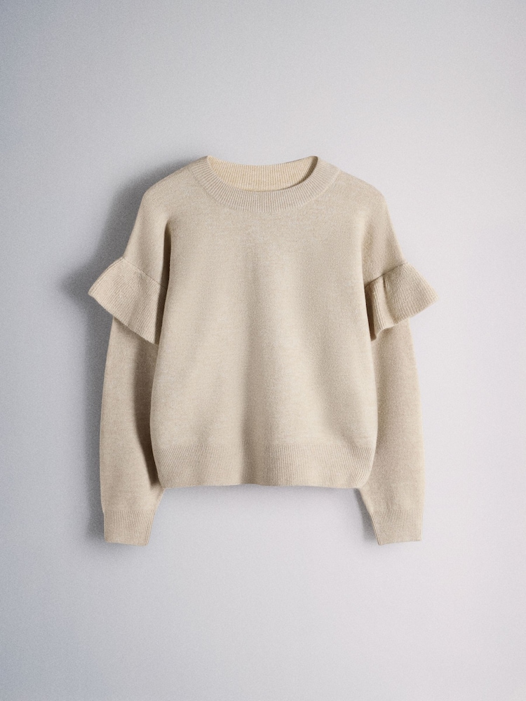 The Set 2 Pack Long Sleeve Knitted Frill Jumpers Pink/Cream - Image 2 of 5 The Set 2 Pack Long Sleeve Knitted Frill Jumpers Pink/Cream - Image 2 of 5