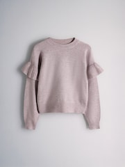 The Set 2 Pack Long Sleeve Knitted Frill Jumpers Pink/Cream - Image 3 of 5