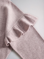 The Set 2 Pack Long Sleeve Knitted Frill Jumpers Pink/Cream - Image 4 of 5