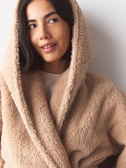 Neutral Teddy Short Dressing Gown - Image 5 of 8