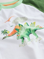 Cath Kidston White/Green Raglan Dinosaur Embroidered Cath Kidston Long Sleeve T-Shirt (3mths-7yrs) - Image 8 of 9