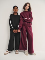 The Set 2 Pack Side Stripe Crew Neck and Wide Leg Joggers Set Red/Blue - Image 1 of 9