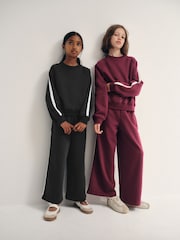 The Set 2 Pack Side Stripe Crew Neck and Wide Leg Joggers Set Red/Blue - Image 2 of 9