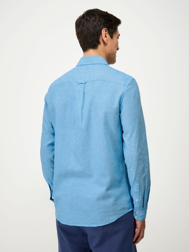 Crew Clothing Blue Long-Sleeve Linen Shirt - Image 2 of 5 Crew Clothing Blue Long-Sleeve Linen Shirt - Image 2 of 5