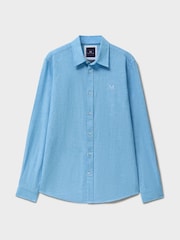 Crew Clothing Blue Long-Sleeve Linen Shirt - Image 5 of 5