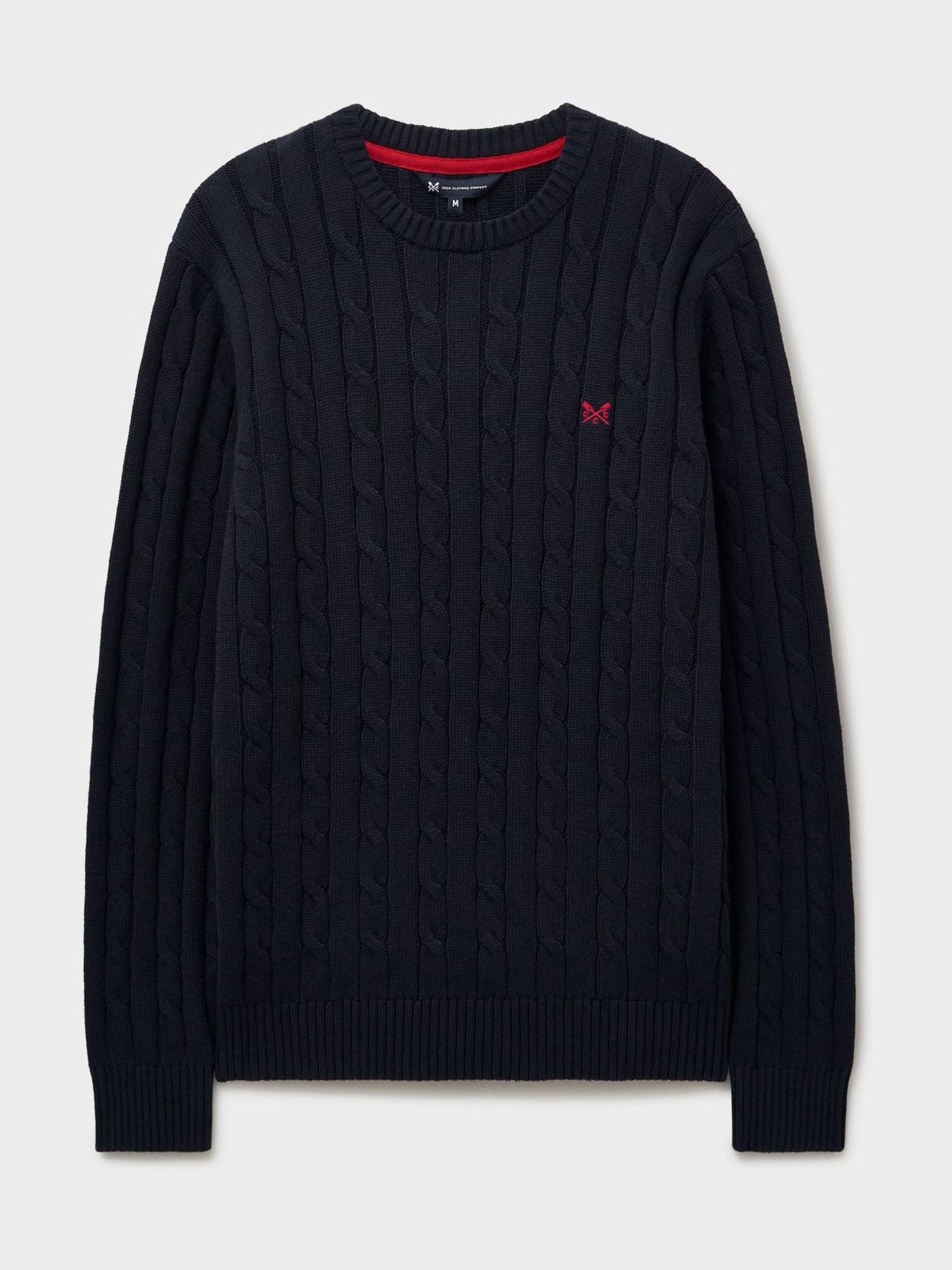 Comprar Azul - Crew Clothing 100% algodão Oarsman Cable Knit Crew