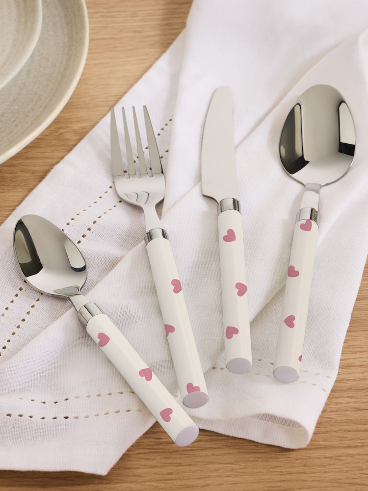 16 Piece Pink Heart Cutlery Set - Image 2 of 3