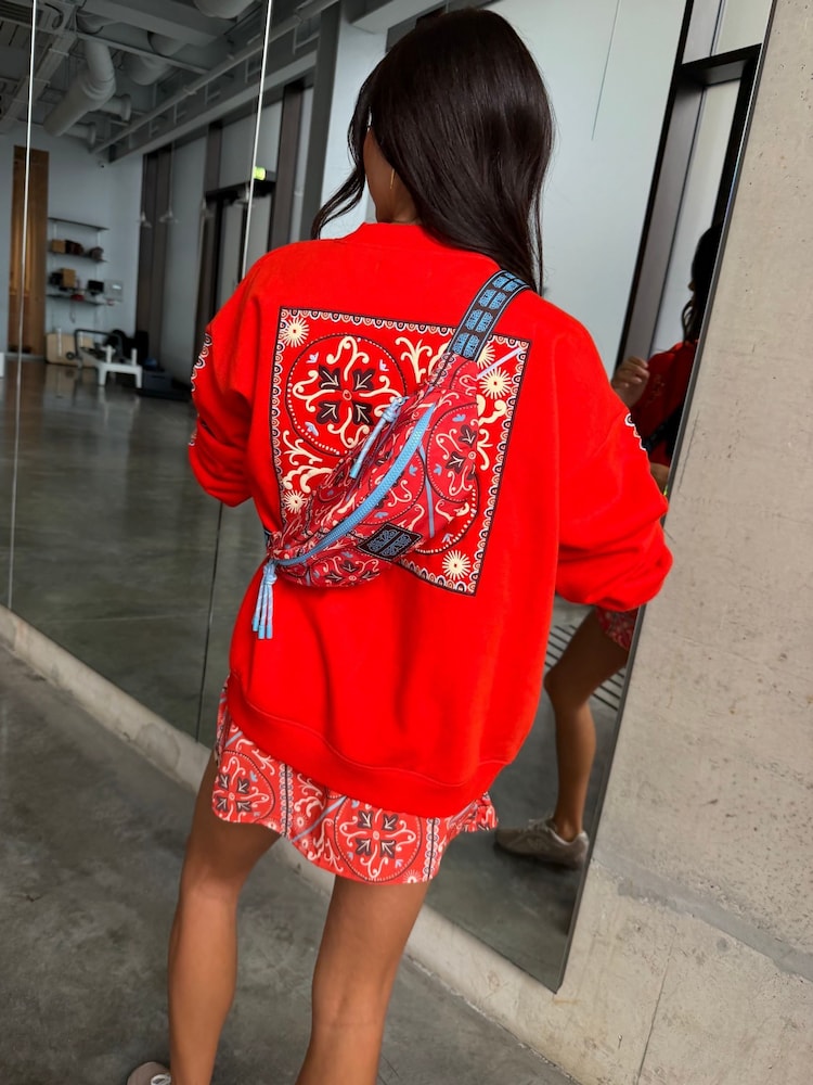 Never Fully Dressed Red Bandana Embroidered Print Crew Neck Sweatshirt - Image 2 of 6