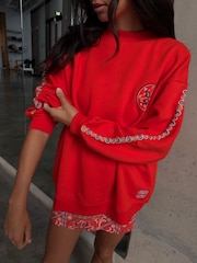 Never Fully Dressed Red Bandana Embroidered Print Crew Neck Sweatshirt - Image 3 of 6