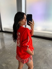 Never Fully Dressed Red Bandana Embroidered Print Crew Neck Sweatshirt - Image 4 of 6