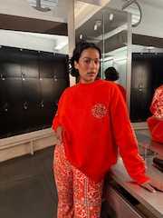 Never Fully Dressed Red Bandana Embroidered Print Crew Neck Sweatshirt - Image 6 of 6