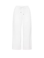 Evans White Wide Leg Linen Rich Trousers - Image 6 of 6