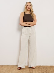 Long Tall Sally Cream Stripe Wide Leg Trousers - Image 1 of 5