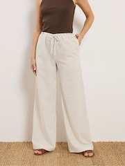 Long Tall Sally Cream Stripe Wide Leg Trousers - Image 2 of 5