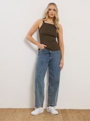 Long Tall Sally Brown High Neck Ribbed Vest Tops 2 Pack - Image 3 of 8