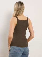 Long Tall Sally Brown High Neck Ribbed Vest Tops 2 Pack - Image 4 of 8