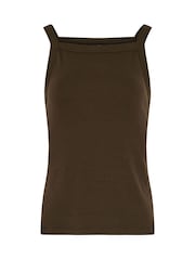 Long Tall Sally Brown High Neck Ribbed Vest Tops 2 Pack - Image 8 of 8