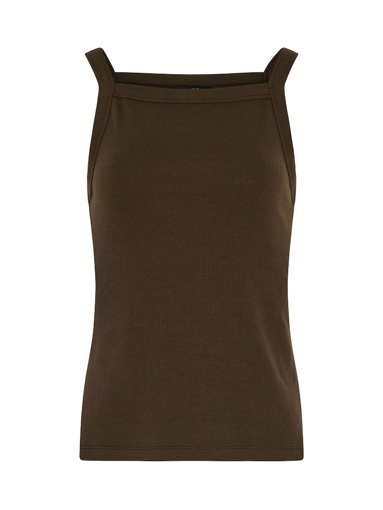 Long Tall Sally Brown High Neck Ribbed Vest Tops 2 Pack - Image 8 of 8