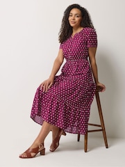 M&Co Purple Dobby Tiered Maxi Dress - Image 1 of 5