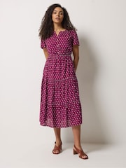 M&Co Purple Dobby Tiered Maxi Dress - Image 2 of 5