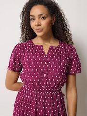 M&Co Purple Dobby Tiered Maxi Dress - Image 4 of 5