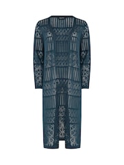 M&Co Blue Pointelle Longline Cardigan - Image 2 of 2