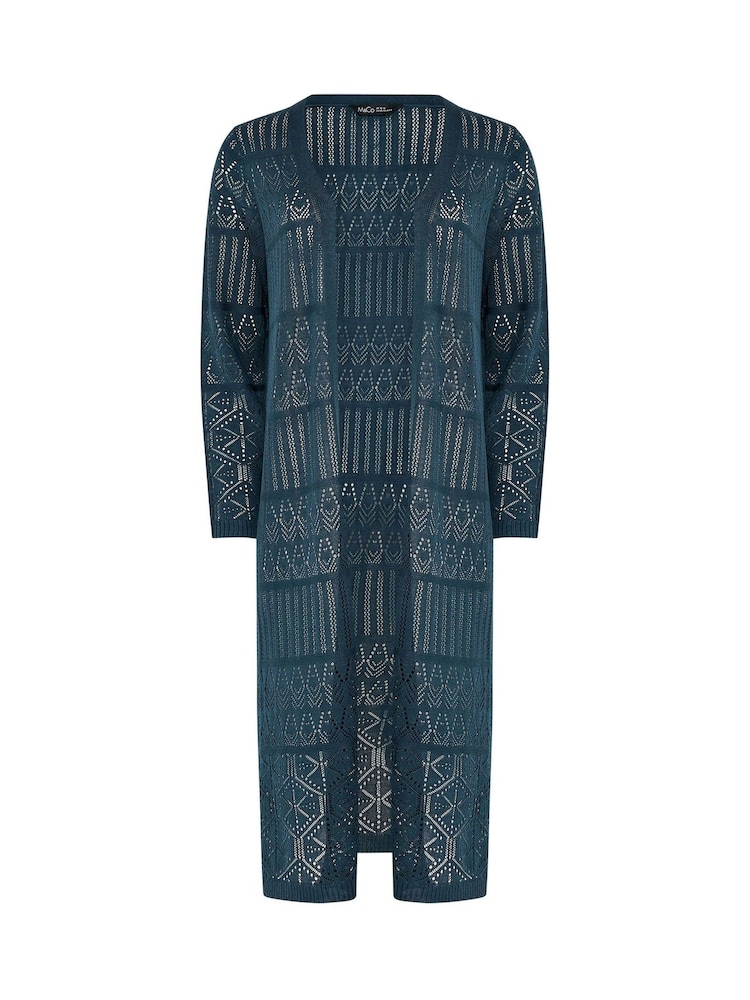 M&Co Blue Pointelle Longline Cardigan - Image 2 of 2