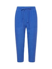 M&Co Blue Petite Linen Blend Cropped Trousers - Image 2 of 2